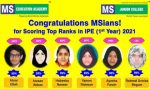 WITH 99% MARKS IN INTERMEDIATE 1st YEAR, MSians TOP IN ALL 4 STREAMS